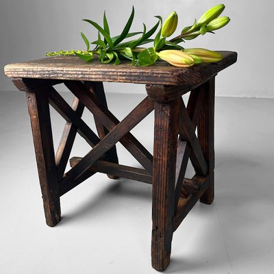 Vintage Japanese Wooden Stool, 1920s for sale at Pamono