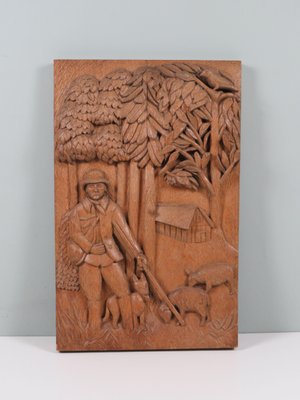 Wanddekoration aus handgeschnitzter Eiche, 1989 bei Pamono kaufen