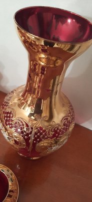 Tre Fuochi Murano Blown Glass Vase with 24k Gold Finishes, Venice