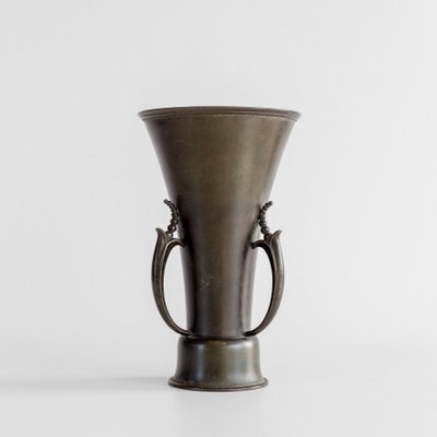 Two Double Handled Swedish Patinated Bronze & Copper Vases Two Double Handled Swedish Patinated Bronze & Copper Vases