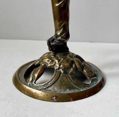 ANTICA COPPIA CANDELABRO MARMO OTTONE CANDELIERE PORTA CANDELA 5 BRACCI '900