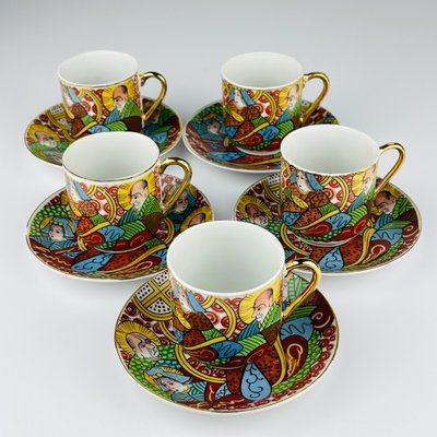 Japanese Lithophane Geisha Coffee Service in Porcelain, 1950s, Set