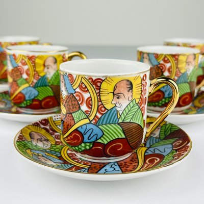 Japanese Lithophane Geisha Coffee Service in Porcelain, 1950s, Set