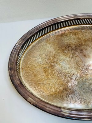 Art Deco Silver-Plated Tray from Christofle Fleuron, 1920s for