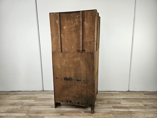 Art Deco Corner Display Cabinet in Walnut with Sliding Glass and