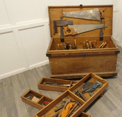 Lot D'outils Anciens – Charpentier / Ébéniste – Anglais – Laiton, Bois, Acier