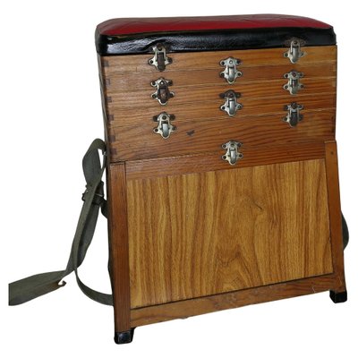 Pine Fishing Bait Box with Seat, 1960s for sale at Pamono