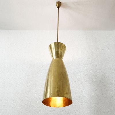 mid century brass pendant light