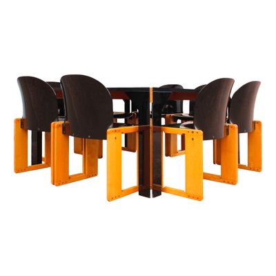 Black Lacquered Dialogo Dining Chairs by Afra and Tobia Scarpa for