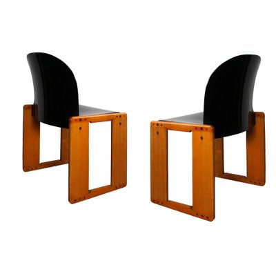 Black Lacquered Dialogo Dining Chairs by Afra and Tobia Scarpa for