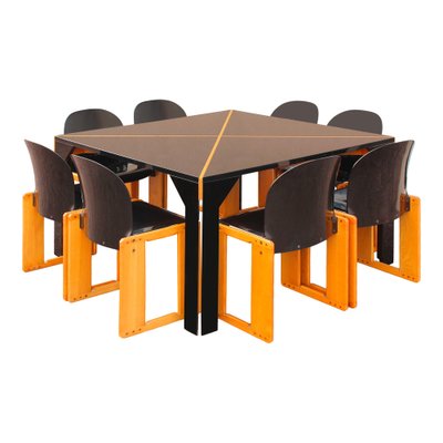Black Lacquered Dialogo Dining Chairs by Afra and Tobia Scarpa for