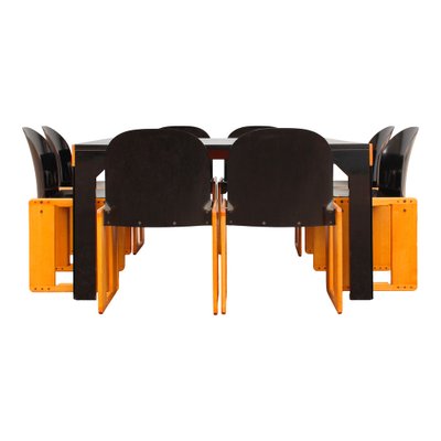 Black Lacquered Dialogo Dining Chairs by Afra and Tobia Scarpa for
