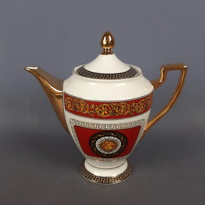 Vintage Versailles Porzellanservice Teekanne, Milchkanne & Tablett in Weiß, Gold & Rot, 3er Set bei Pamono kaufen