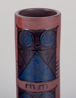 Large Ceramic Vase with Owls by Inger Persson for Rörstrand Ateljé 
