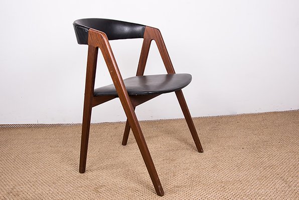 Danish Chairs in Afromosia and Skai Model 205 by Thomas Harlev for