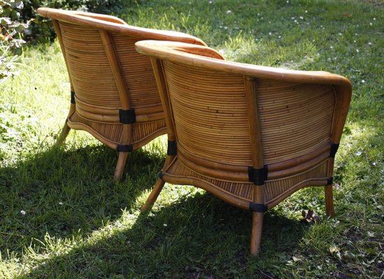 Bambus Rattan Sessel von Rausch, 3 . Set bei Pamono kaufen