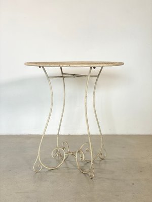 家具 Antique Cafe table 60 iron leg Coffee Table and Wrought Iron Folding Garden Chairs, 1960s, Set of