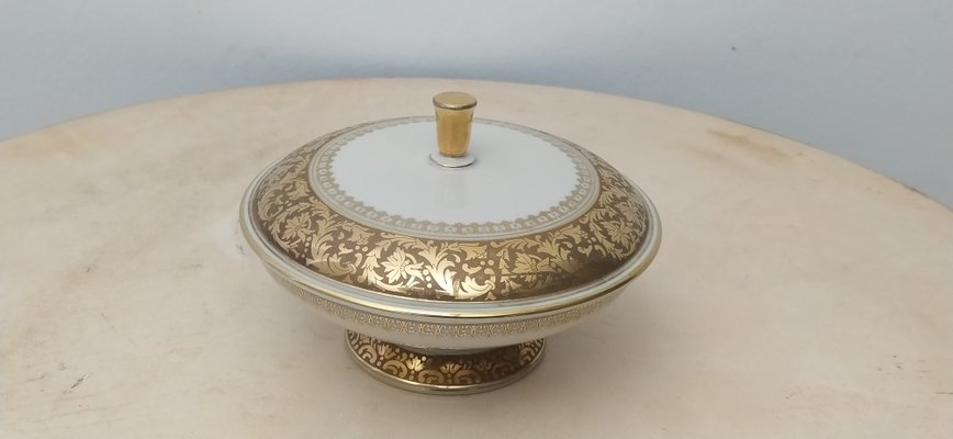Vintage White Porcelain Trinket Bowl with Gold Details by Thomas Group for Rosenthal, 1960s for sale at Pamono