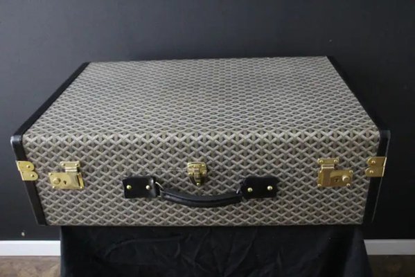 Steamer Trunk in Chevrons Canvas from Goyard, 1960s for sale at Pamono