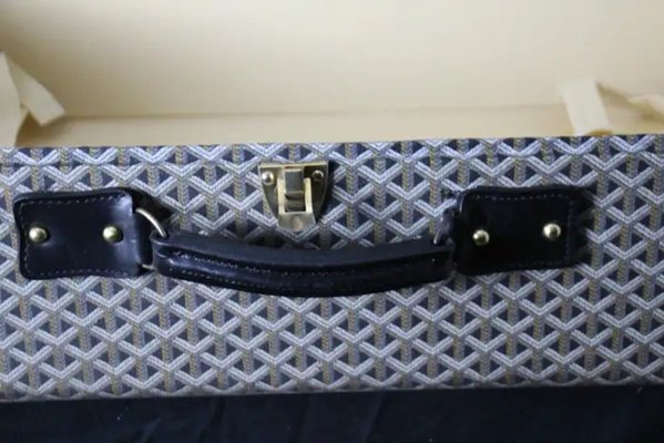 Steamer Trunk in Chevrons Canvas from Goyard, 1960s for sale at Pamono