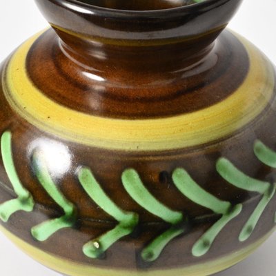 Swedish Brown and Green Pottery Vase from Ekeby, 1930s for display picture 1