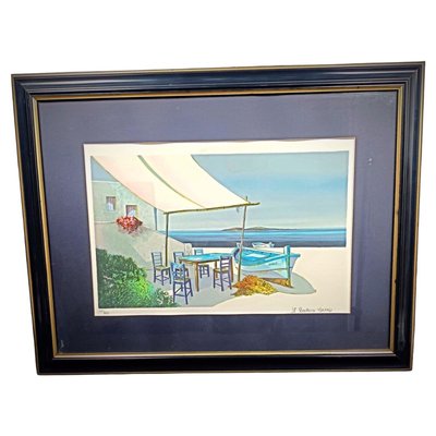 南仏サントロペの港JP Bertaux-Maraisによるオリジナル・リトグラフ Jean Pierre Bertaux, Le Marais, 1970s, Lithograph, Framed for sale