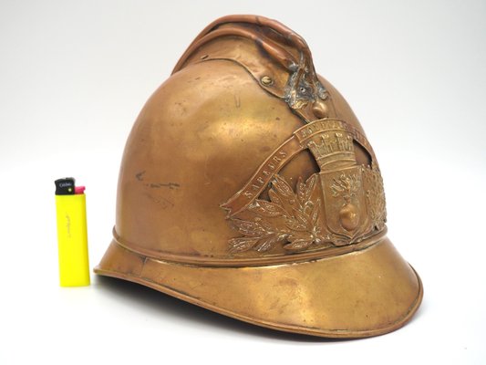 Troc Echange casque pompier ancien tout en cuivre sur