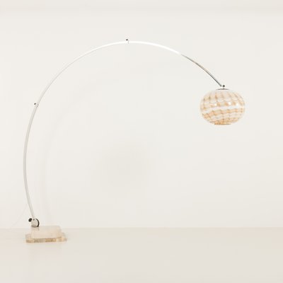 Mid-Century Italian Large Arc Lamp with Murano Glass Shade, 1970s