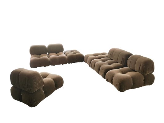 Camaleonda Modular Armchairs & Ottoman in Brown Corduroy by Mario