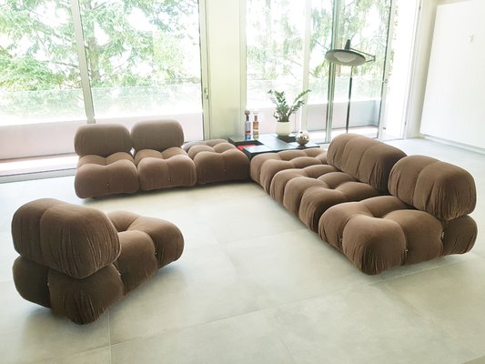 Camaleonda Modular Armchairs & Ottoman in Brown Corduroy by Mario