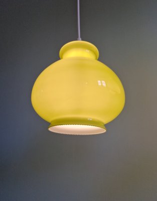 Vintage Pendant Light in Green Opaline, 1960s for sale at Pamono