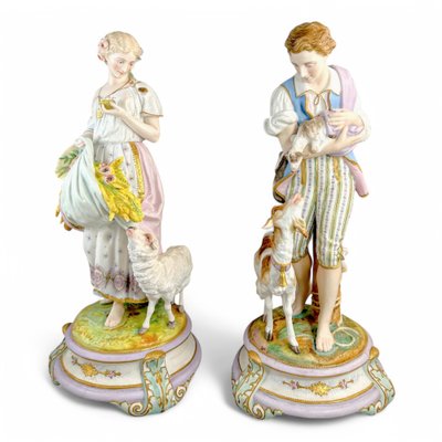 French Bisque Porcelain Figurines from Vion & Baury, Paris, 1870s