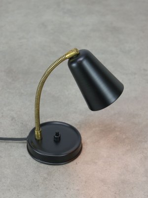 Mid-Century Italian Black and Brass Gooseneck Table Lamp for Mid-Century Italian Black and Brass Gooseneck Table Lamp for