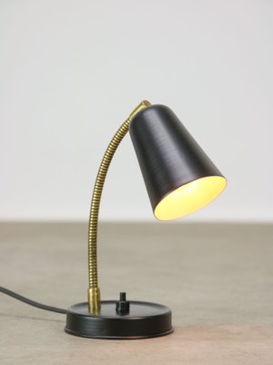 Mid-Century Italian Black and Brass Gooseneck Table Lamp for Mid-Century Italian Black and Brass Gooseneck Table Lamp for