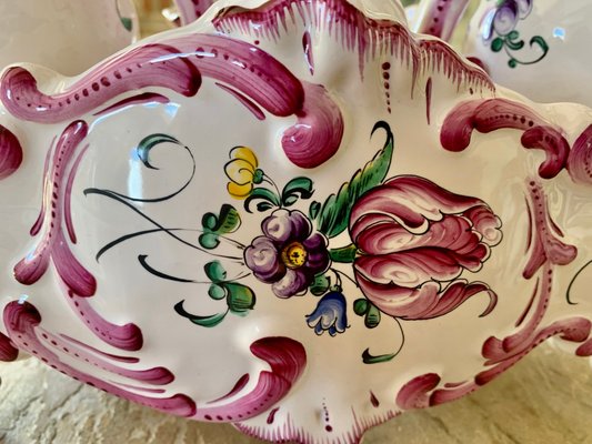 Vintage French Luneville Faience Strasbourg Oil & Vinegar Menage