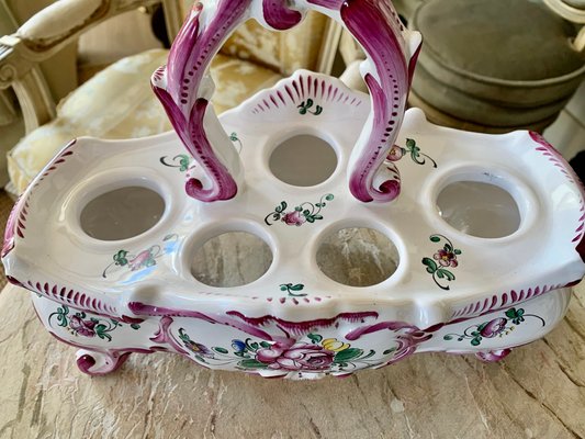 Vintage French Luneville Faience Strasbourg Oil & Vinegar Menage
