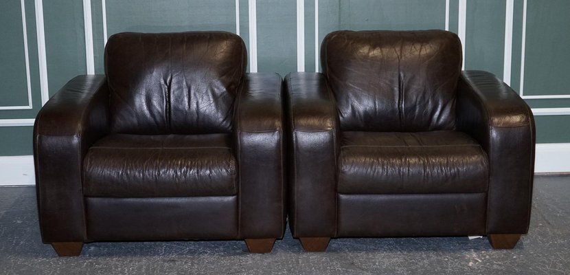 Vintage Brown Leather Armchairs from Sofitalia, Set of for sale