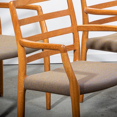 J.L. Møllers model68 OAK OIL ARM chair Model 68 Armchairs in Oak with Original Fabric by Niels Otto