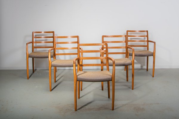Model 68 Armchairs in Oak with Original Fabric by Niels Otto