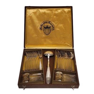 12 Couverts Métal Argenté - Fourchettes & Cuillères - Orfèvrerie Brun Marseille