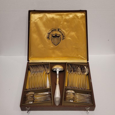 Service de couverts vintage en métal argenté - 12 cuillères & 12
