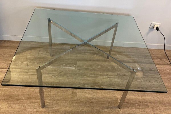 Barcelona Collection Square Coffee Table in Glass and Steel