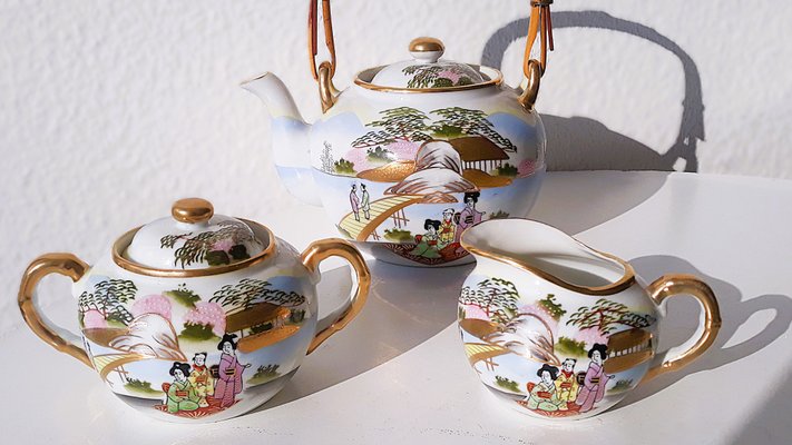 Vintage Japanese Porcelain Tea Service, 1950s, Set of 21 for sale