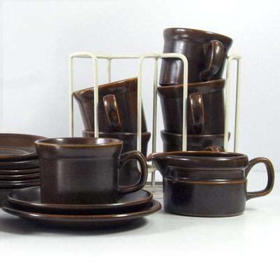 Sterling Brown Tea Set from Wedgwood, 1970s. Set of 15 for sale at Pamono