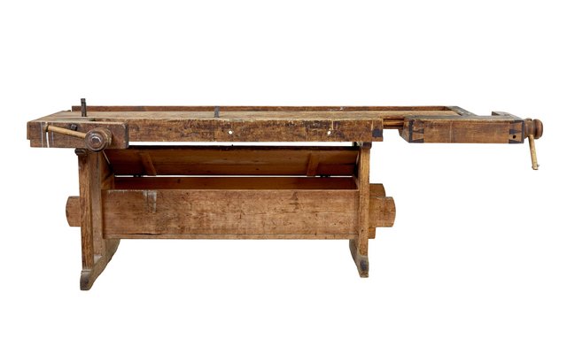 Scandinavian Pine Trestle Workbench, 1890s for sale at Pamono