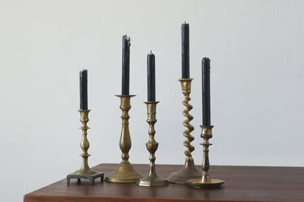 Vintage Kerzenständer aus Messing, 1960er, 5er Set