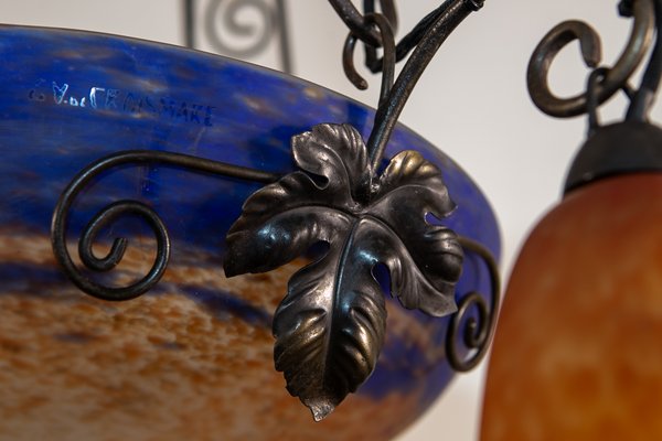 Lampe-chênet D'église En Fer Forgé - Espagne, XXe Siècle, Trois Points