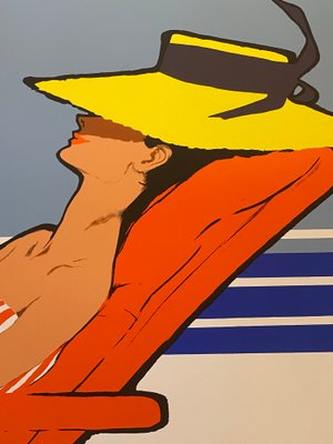 Affiche Offset Relax Vintage Originale par René Gruau, 1980s en