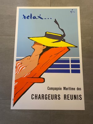 Original Vintage Relax Offset Poster by René Gruau, 1980s for sale