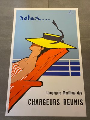 Affiche Offset Relax Vintage Originale par René Gruau, 1980s en